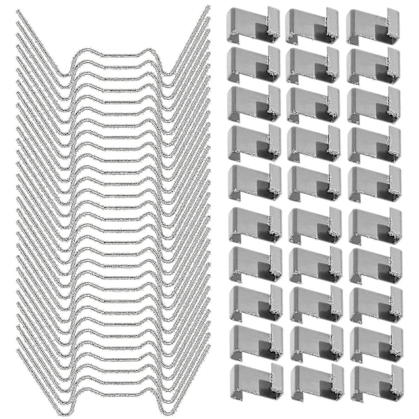 100 st växthusklämmor för glas, rostfritt stål växthusfönsterklämmor glasruta Fixin