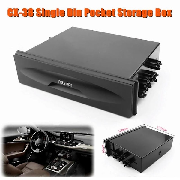 Universal Bil Opbevaringsboks -38 Enkelt Lag Auto Single Din Dash Radio Installationslomme-kit 177x5