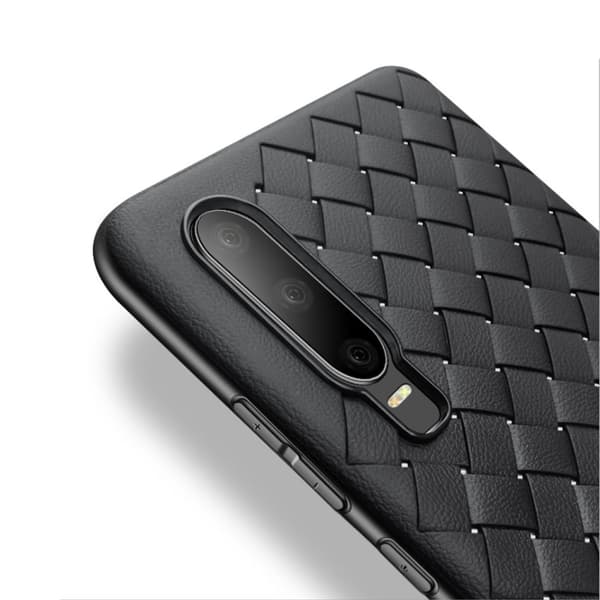 Huawei P30 Mobile Case Braided Black Leather Skin