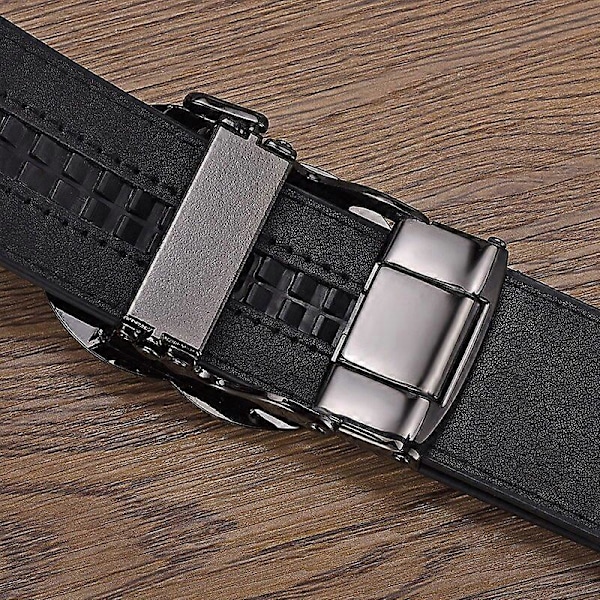 Herrbälte, Äkta Läder med Justerbart Lyxigt Designer-spänne i Gunmetal