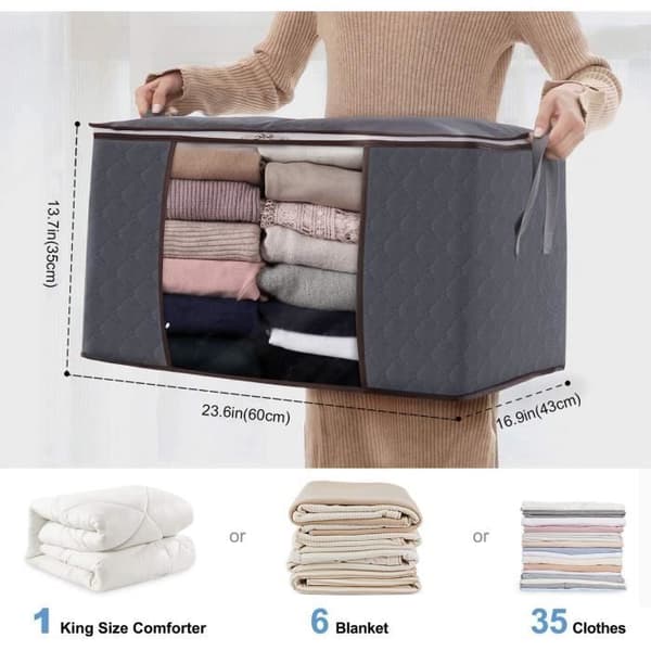 Opbevaringspose - Sæt med 3 - Non-woven - Stor kapacitet - Grå