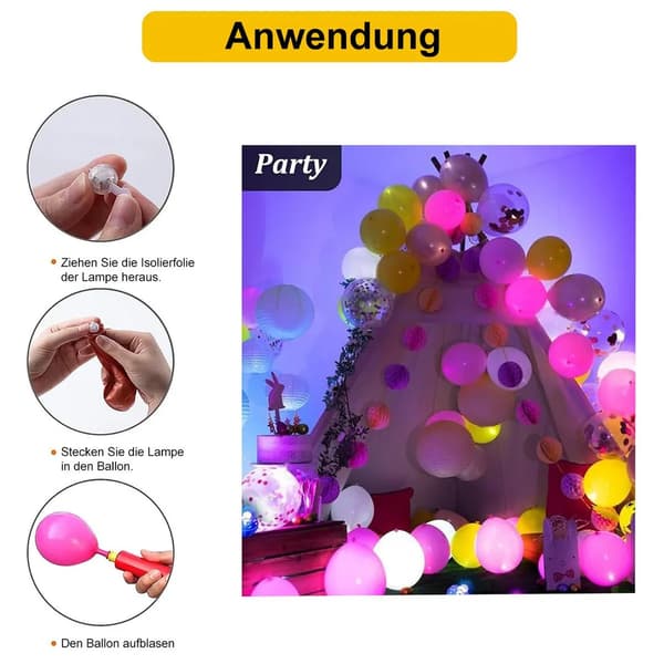 100 mini LED balloon lights, warm white round party lights, suitable for birthdays, weddings, paper lanterns, Christmas decorations.
