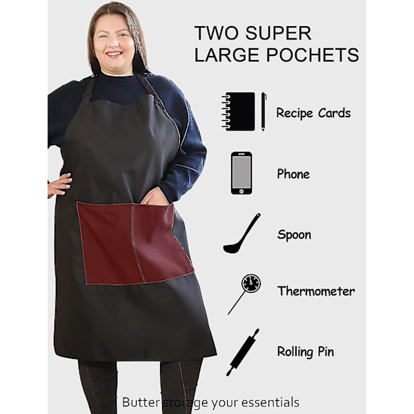 Plus Size Förkläden För Kvinnor Med Fickor Hållbara Långa Justerbara Haklapp Köksmatlagning