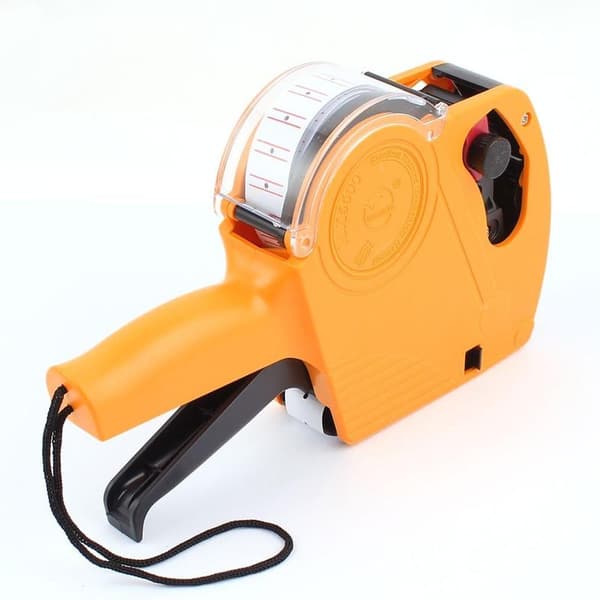 Handheld Price Tag Dispenser with Plastic Casing, 8 Digits, Ink Roller and Labels - Yellow
