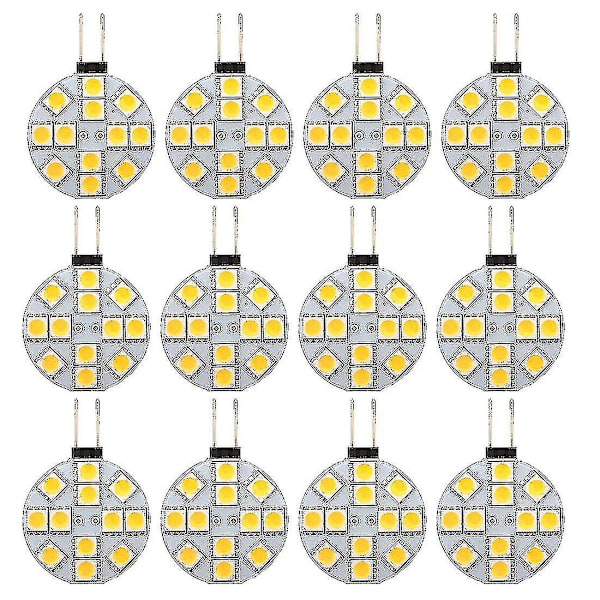 12 st G4 Puck-lampor LED-lampor Sidpinnsbas Rund G4 5050 12smd LED Rv Camper-lampa Hemläsningslampa