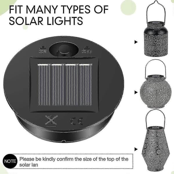 6 stk Solcellelys Erstatning Topp 7 Solcellelykter Deler Led Solcellepanel Lyktelokk Lys Kompatibel Ut-a