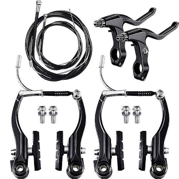 Komplett Sykkelbremsesett, Svart Front og Bak Sykkel MTB Hybrid Bremse Inner- og Ytterkabler og Hendel