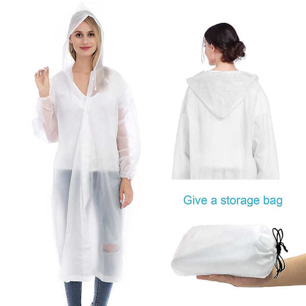 Regnrock 2-pack Regnponchos för Män Kvinnor Vuxna Återanvändbara Bärbara Regnkläder Vattentäta med Elastiska Ärmar