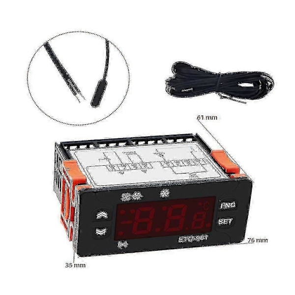 Etc-961 Termostat Temperaturkontroller Fuktighetskontroll Termometer Hygrometer Kjøling