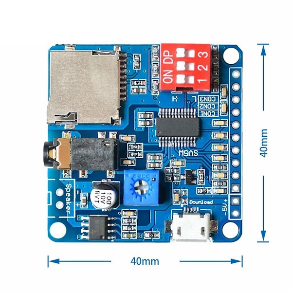 Äänen Toistomoduuli MP3-soitinmoduuli UART I/O Trigger Class D Vahvistinlevy 5W DY-SV5W