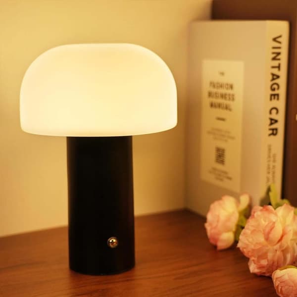 Retro Mushroom Table Lamp | Wireless Rechargeable LED Lamp Black