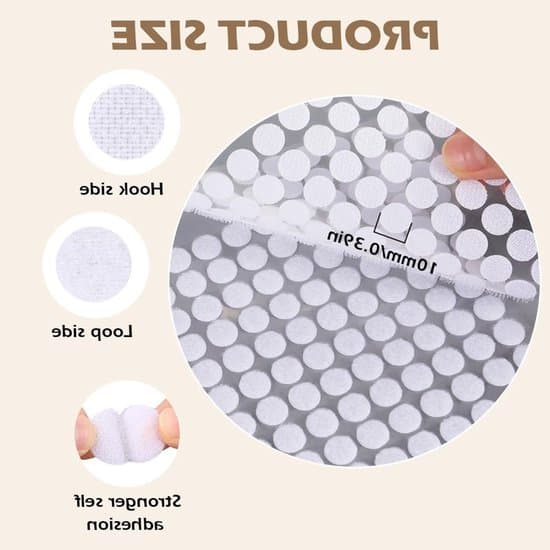 Hook and Loop Round Dots - Self-Adhesive Fastener - Craft Hobby - Strong and Residue-Free - 10mm - White