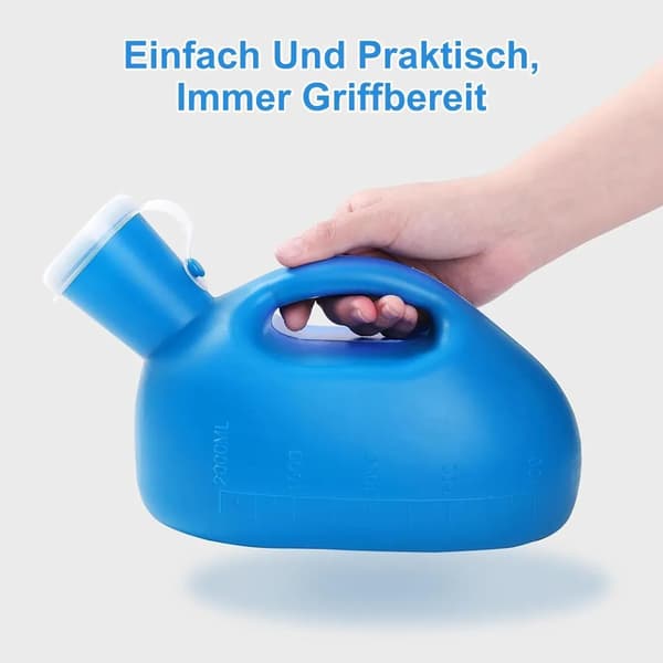 2000 ml urine bottle for men with long hose and leak-proof cap, suitable for the elderly and bedridden.