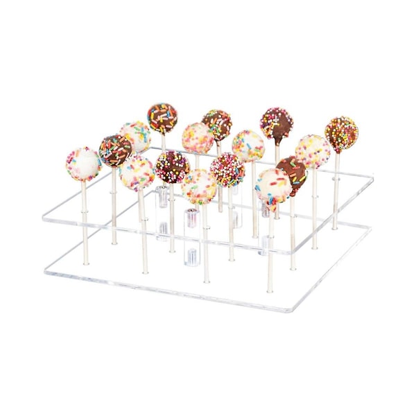 Akryl Cake Display Stativ, 16 Hål Klar Kvadratisk Lollipop Hållare För Bröllop Baby Shower Födelsedag