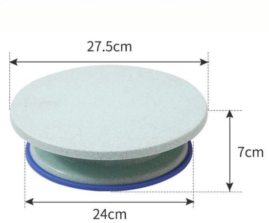 ytterdiameter 27,5 cm - basediameter 24 cm - høyde 7 cm - platespiller i plast - roterende kakestativ - for dekorasjon - presentasjon og baking