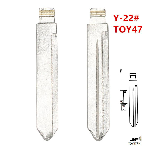 10 st Y-22# 22 Y22 TOY47 Metallisk oskuren tom fjärrnyckelkniv för Toyota Corolla för keydiy KD VVDI