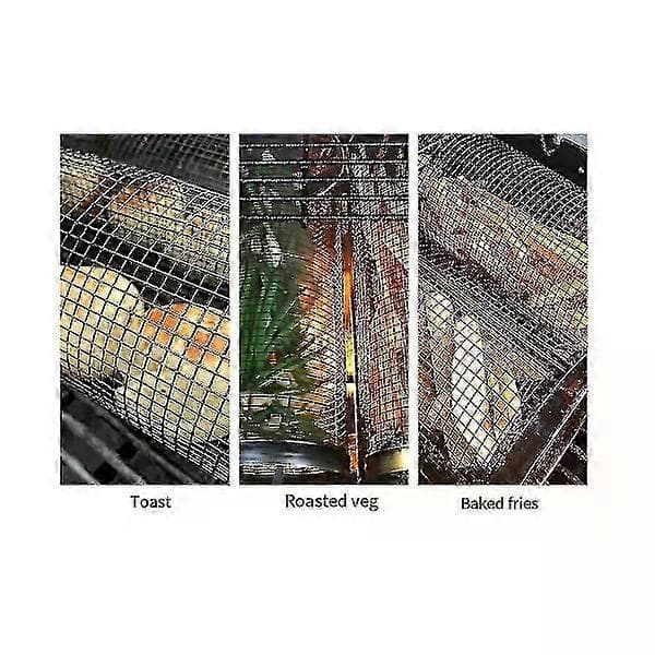 2-pak rullende grillkurve - Bedste grillkurv nogensinde, rund grillnet i rustfrit stål