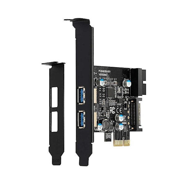 PCI-e 1x til USB 3.2 Gen1 USB3.2 Type-C Front Adapterkort 2 Porter (Type C+ Type A) Utvidelseskort