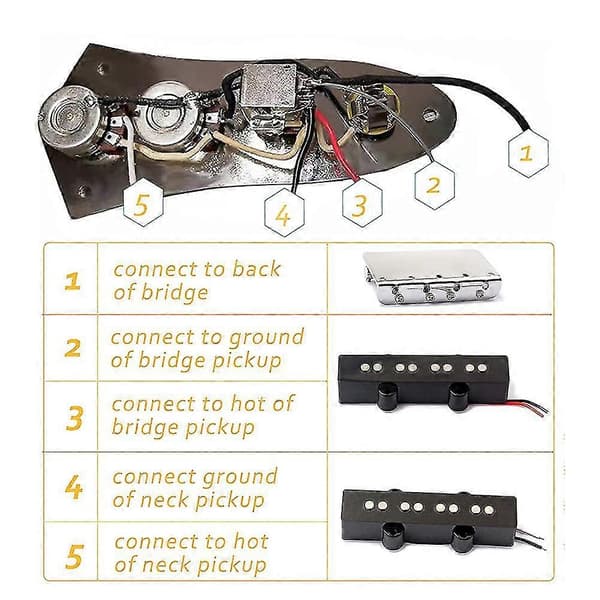 Förmonterad Kontrollplatta För Jazzbasgitarr, Laddad J Bass Kontrollpanel Med Kablage Push Pu (trassel)