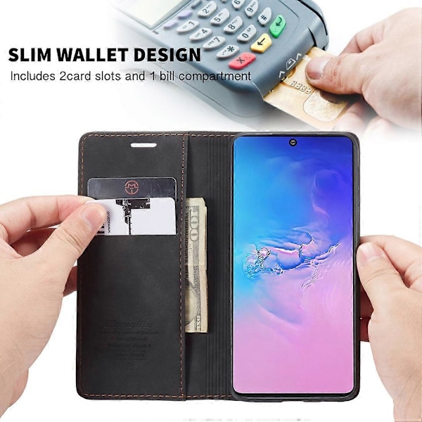 For Galaxy A91 / S10 Lite CaseMe Multifunksjonelt Horisontalt Flip Lærveske, med Kortspor & Holder & Lommebok