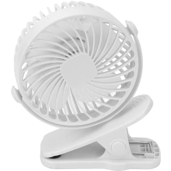 Mini USB clip-on fläkt, vit ABS, 720° rotation, 3 fläkthastigheter, tyst drift - rosa