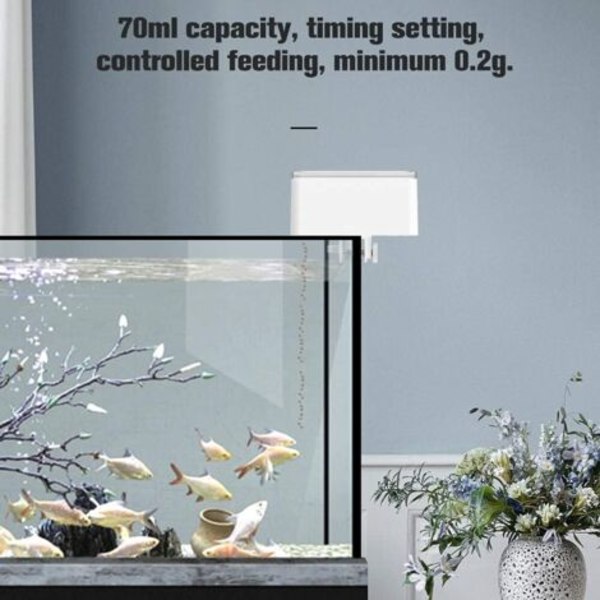 Automatisk Fiskefoderautomat, Smart Digital Timer Fiskefoderdispenser, 70ML Batteridrevet Automatisk Foderautomat til Akvarier og Fisketanke