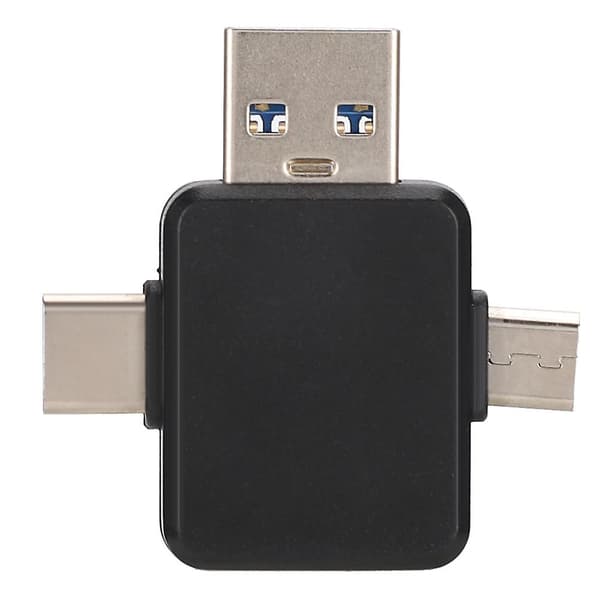 Svart Android USB 3-i-1 Adapter for Dataoverføring og Lading - Multifunksjonell