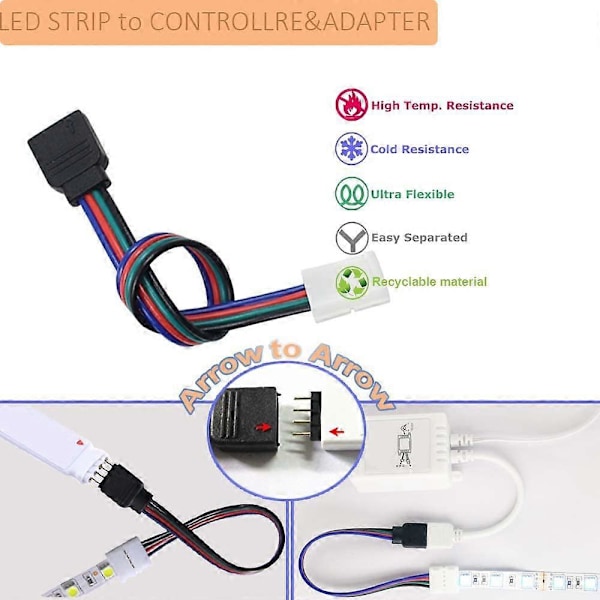 LED Strip Koblingssett 4-Pin Kobling 10 mm Lødfri Kobling Komplett Sett Egnet for LED Strip Rask Tilkobling 2025th