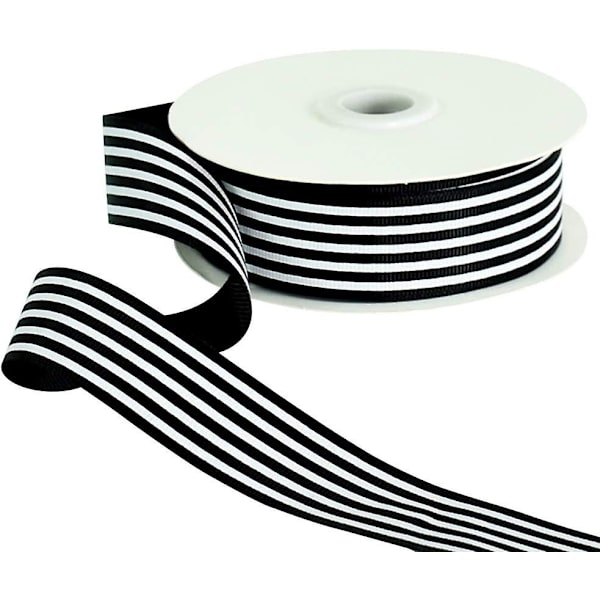 Svartvit randig band 1 tum bred tyg grosgrain band 25 yards rulle för presentinslagning Alla hjärtans dag Diy håraccessoarer hantverk fest Holi