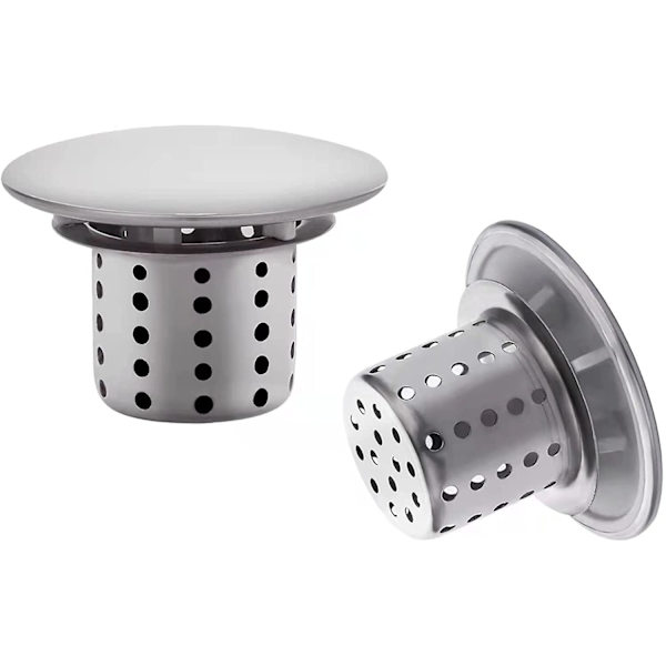 Badkarsfilter, 4,6 cm hårfälla duschfilter, 2-pack avloppshårfälla i rostfritt stål