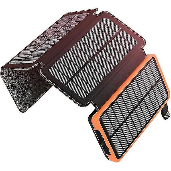 Solcellelader 25000mah Bærbar Eksternt Batteri Med 4 Paneler Vanntett Powerbank Med 2 Usb Utendørs Camping For Telefon Nettbrett Cisea