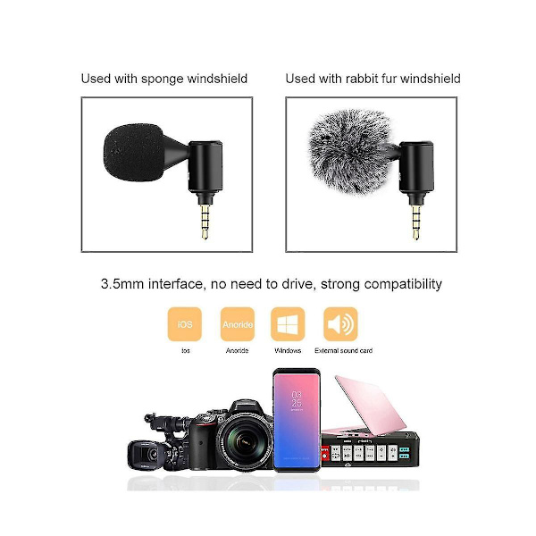 3,5 mm Justerbar Mini Mikrofon til Smartphone (3,5 mm)