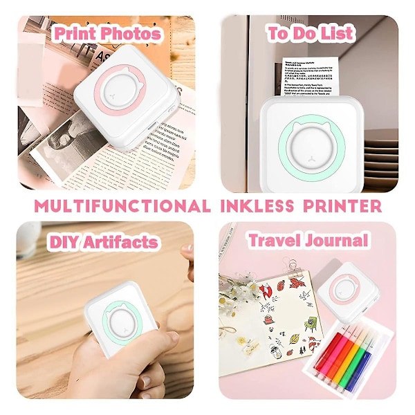 Bærbar Klistermærkeprinter, Mini C15 Lomme Termisk Printer, Bluetooth Fotoprinter, Bærbar Etiket S