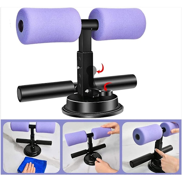 Bærbar Sit-up Bar Hjælp-tilbehør, bærbar Sugekop Abdominal Bar, justerbar Polstret Ankel-lilla