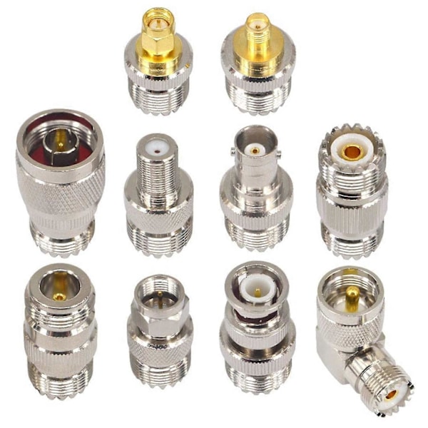20 stk. RF Koaksialkontaktsett UHF SO239 PL259 Adaptersett UHF til SMA/BNC/N/UHF/F Adapter Koaksialadapter