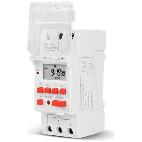 Elektrisk vandvarmer-timer, tidsafbryder, 30A digital timer-afbryder med 1-sekunds LCD-display, 220V digital timer-relæ