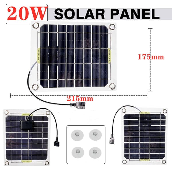 20W Solpanel Kit Komplett DC5V USB Solceller til Bil Yacht Batterilader