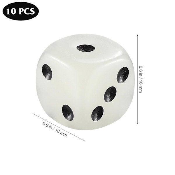 10 kpl Akryyli Noppat 6-Sivuinen Noppat Pöytäpeli Noppat Valoisa D6 Noppat Peli Noppat Tarvikkeet (16mm)