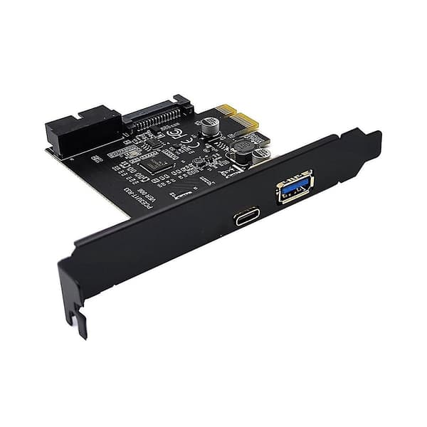 PCI-e 1x till USB 3.2 Gen1 USB3.2 Typ-C Frontadapterkort 2 Portar (Typ C + Typ A) Utbyggnadskort