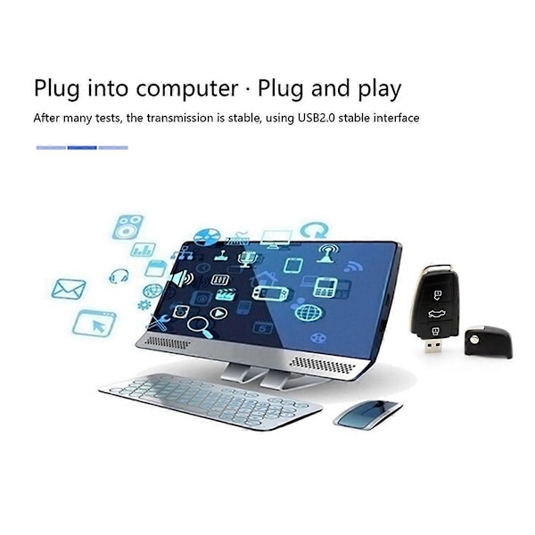 USB Minnebrikke Bilnøkkel Minne USB-stasjon USB2.0 Minnebrikke for Stasjonær PC Datamaskin Laptop Bluetoot