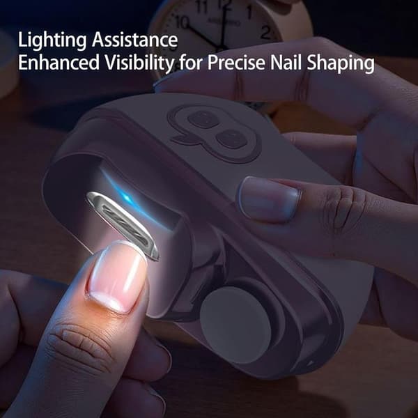 Electric Nail Clipper for Thick Nails, Automatic Trimming and Filing, Suitable for Elderly and Men, 2 Speeds, LED Light (White)