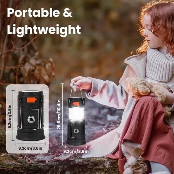 Solar campinglampe - Håndsving, 3200 mAh lommelygte, 3 opladningsmetoder - Velegnet til vandreture, nødsituationer