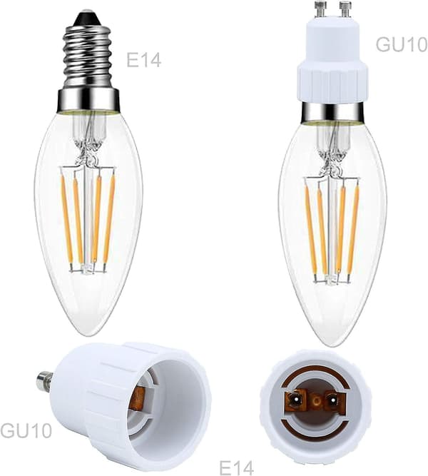4x Lamp Socket Adapter Gu10 Till E14 Vit - Set Om 4 Lamp Socket Reformatters