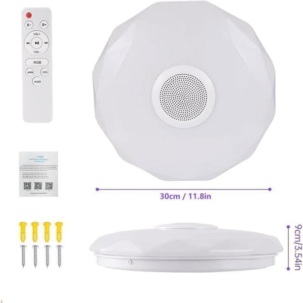 LED-taklampe - 36W - Bluetooth - Fjernkontroll og appstyring