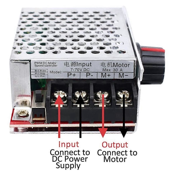7-70V 30A PWM DC Motor Hastighetsregulator Strömbrytare Kontroll 12V 24V 36V 48V med 30 Amp Säkring