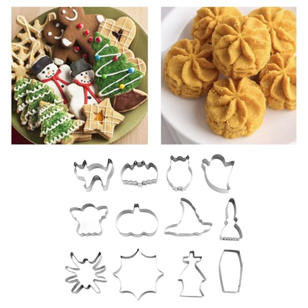 12 Delar Halloween Kakformar Set DIY Bakning Konditori för Choklad