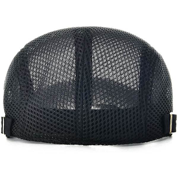 Herre Åndbar Mesh Sommerhat Justerbar Newsboy Beret Ivy Kasket Flat Cap Sort