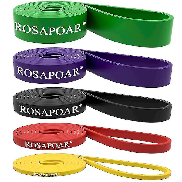 Set med 5 pull up-motståndsband för träningshjälp, träningsbandset för fitness, styrketräning, tyngdlyftning och styrkelyft - stretch, rörlighetshjälp