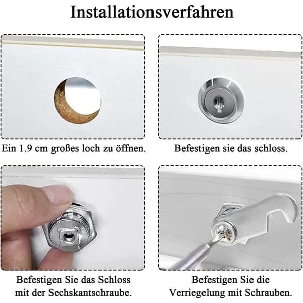 Dpzo – Forkromet zinklegering postkasselås – 4 nøgler inkluderet – 5 låseplader – Nem installation op til 12,5 mm