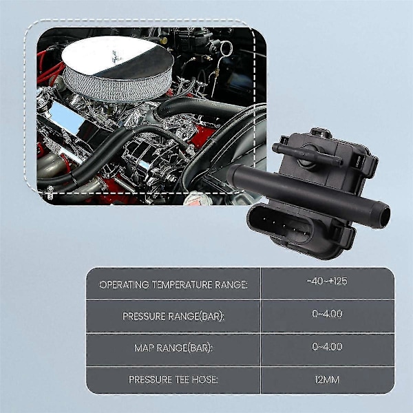 1 st Gastryckssensor för Bil 5-PIN CNG Map Sensor AC PS-02 Plus Trycksensor Svart för Konverteringskit